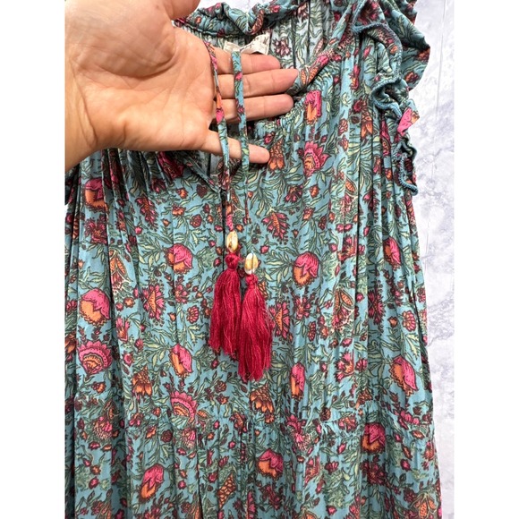 Natural Life Havana Nights Floral Tassel Boho Tiered Maxi Dress Festival M - Picture 6 of 10